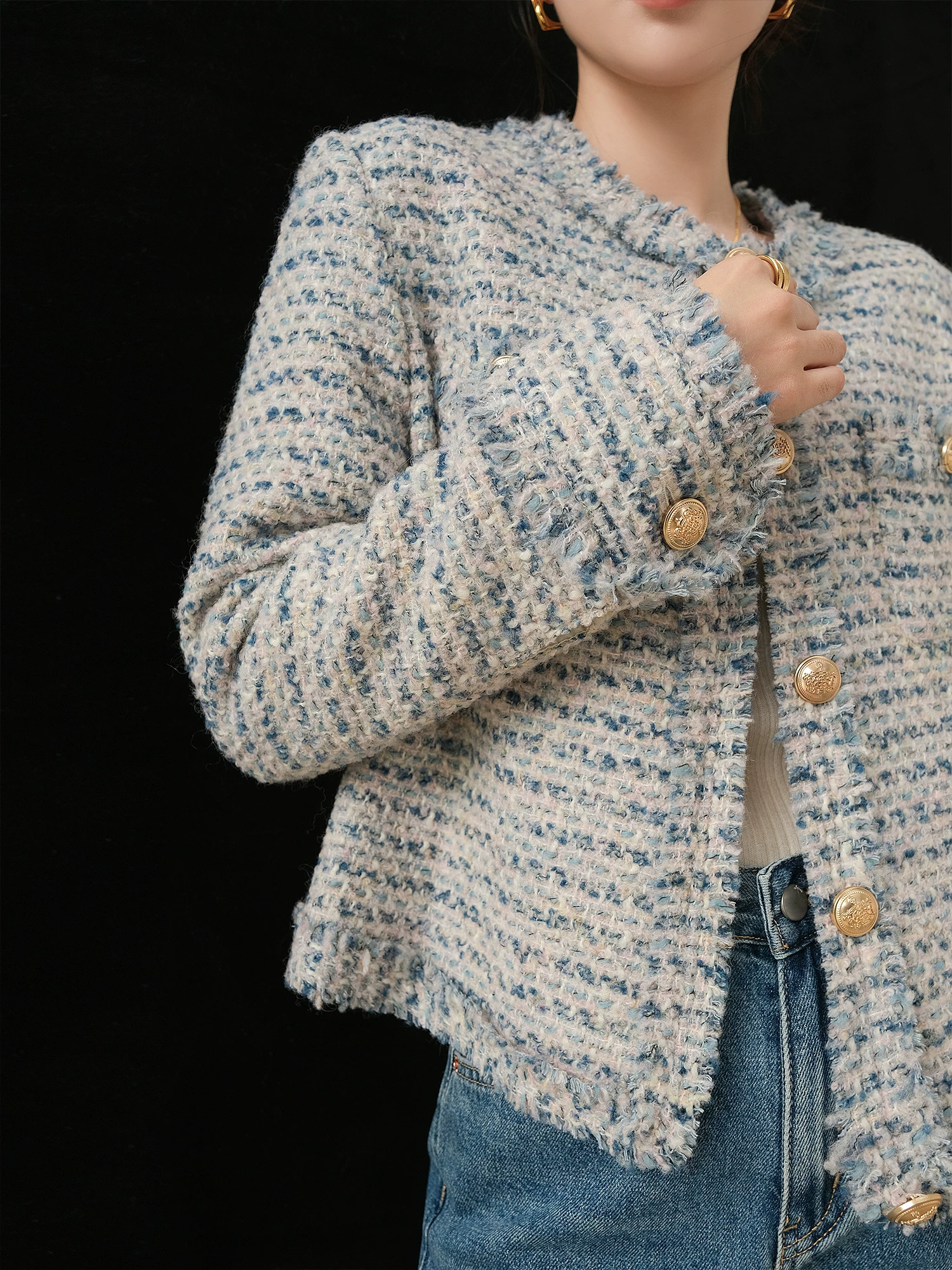 Шерстяная осенняя металлическая куртка, западный стиль, стиль Chanel