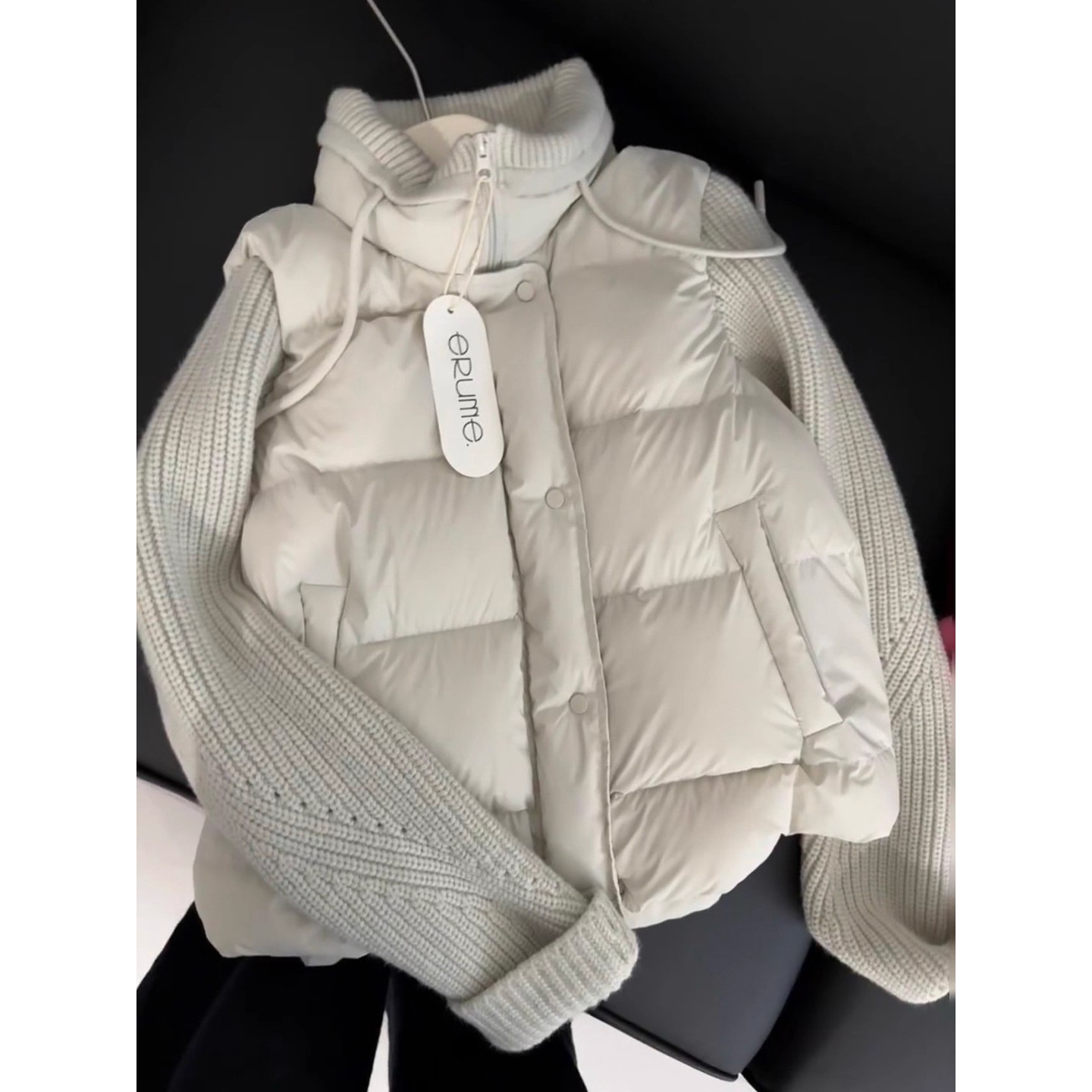 新款2026韩系针织宽松保暖袖拼接羽绒马甲女立领短款显瘦百搭外套,女装/女士精品,棉衣/棉服,淘宝优惠券,粉丝福利购,淘宝优惠卷