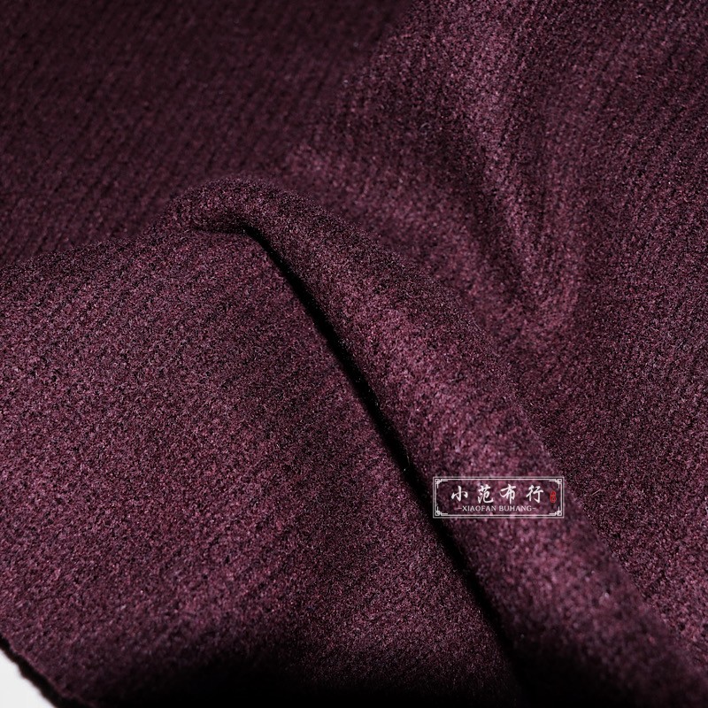 春秋 深酒红色针织螺纹纯羊毛布料 弹力连衣裙包臀裙外套时装面料