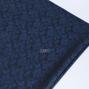 春秋藏青色蓝提花细闪涤棉布料 新中式男女袍子裤子旗袍马甲面料