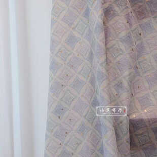 夏季暗纹提花锦涤清新印花格子烫金汉服旗袍衬衫面料