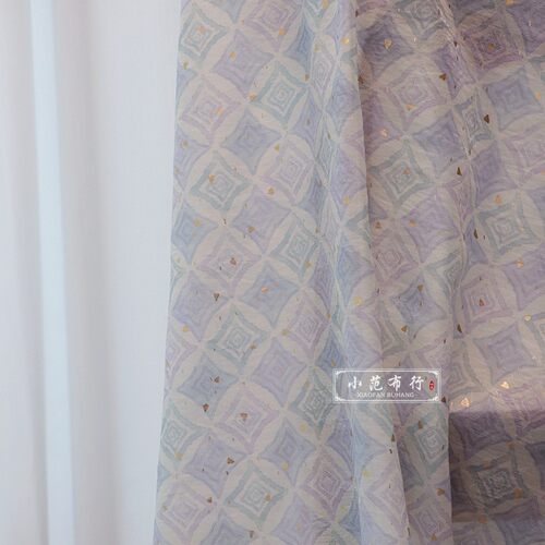 夏季暗纹提花锦涤清新印花格子烫金汉服旗袍衬衫面料