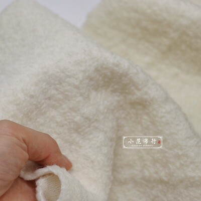 米白色 秋冬款 圈圈纯羊毛羊羔毛布料 外套大衣保暖时装面料