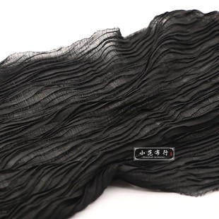 黑色咖啡色肌理褶皱风琴褶纯色设计师服装面料 三宅一生窗帘布料