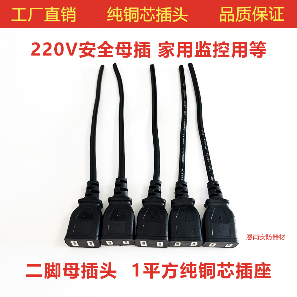 220V带线公母插头二脚电源线插头