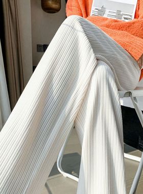 加绒特厚600g正品雪尼尔阔腿裤女秋冬加绒加厚直筒显瘦裤子女大码