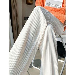 子女大码 女秋冬加绒加厚直筒显瘦裤 雪尼尔阔腿裤 加绒特厚600g正品