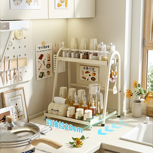 厨房调料架抽拉式置物架家用调味品盐罐多功能筷子刀架多层收纳架