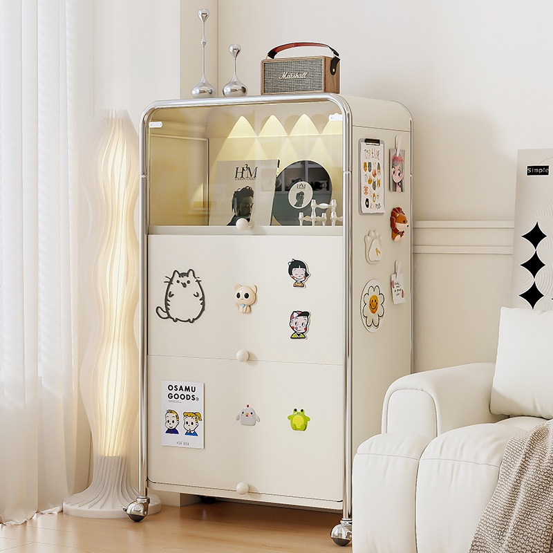 客厅收纳柜靠墙装饰柜落地铁皮柜子阳台储物柜多层斗柜零食置物架