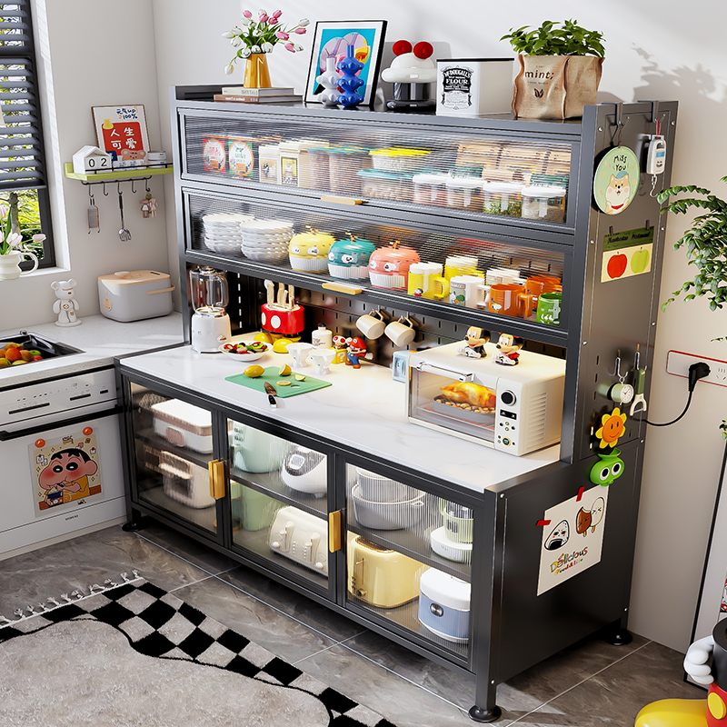 厨房置物架岩板餐边柜免螺丝安装