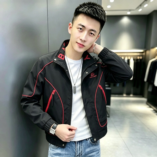 2026新款男士外套春秋款潮牌痞帅修身翻领休闲夹克男款高端牛仔