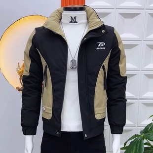 2026新款男士棉服外套冬季时尚韩版修身拼色高级感立领保暖上衣潮