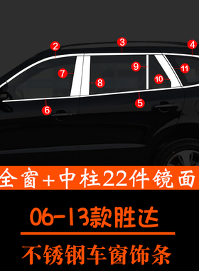 适用于现代新胜达车窗饰条不锈钢窗户边亮条06-20款胜达改装专用