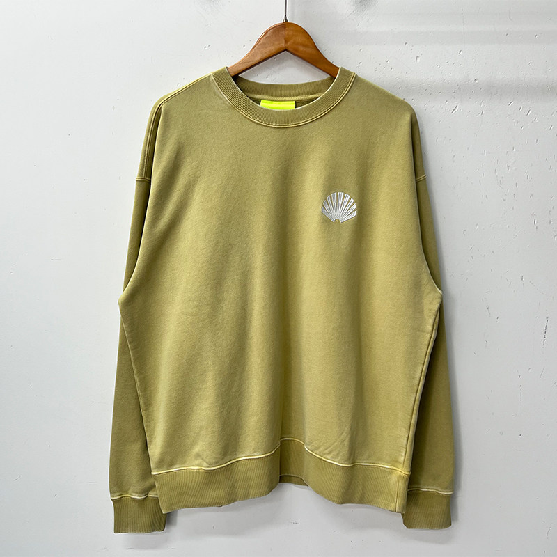 thumbnail for Dutch Surf Trendy Brand Unisex Washed Distressed Heavy Industry Logo Embroidered Oversize Crew Neck Sweatshirt