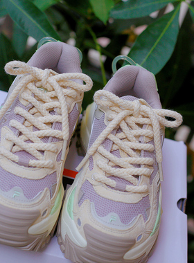 亚麻鞋带腰果花棉麻适配黑色空军一号AF1米白色圆形粗鞋绳