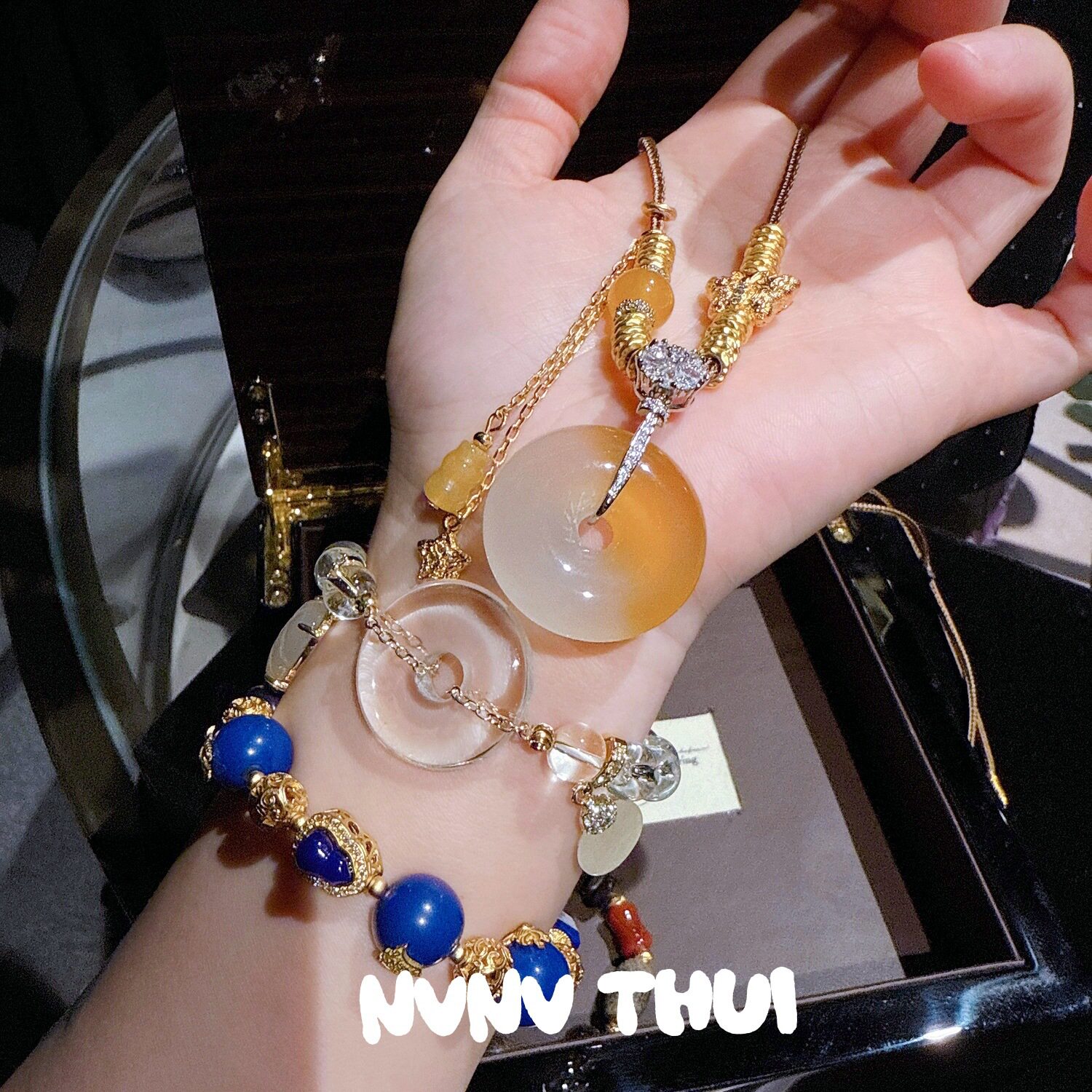 古法花丝鎏彩 青金石福珠葫芦手链 新中式 沉香水晶多宝手串 组合