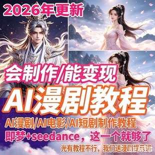 AI漫剧制作2026年新手零基础短剧玩法剪辑视频教程课程素材变现