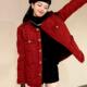 胖mm新年红色小香风外套女2024秋冬大码 富家千金高级感粗花呢上衣