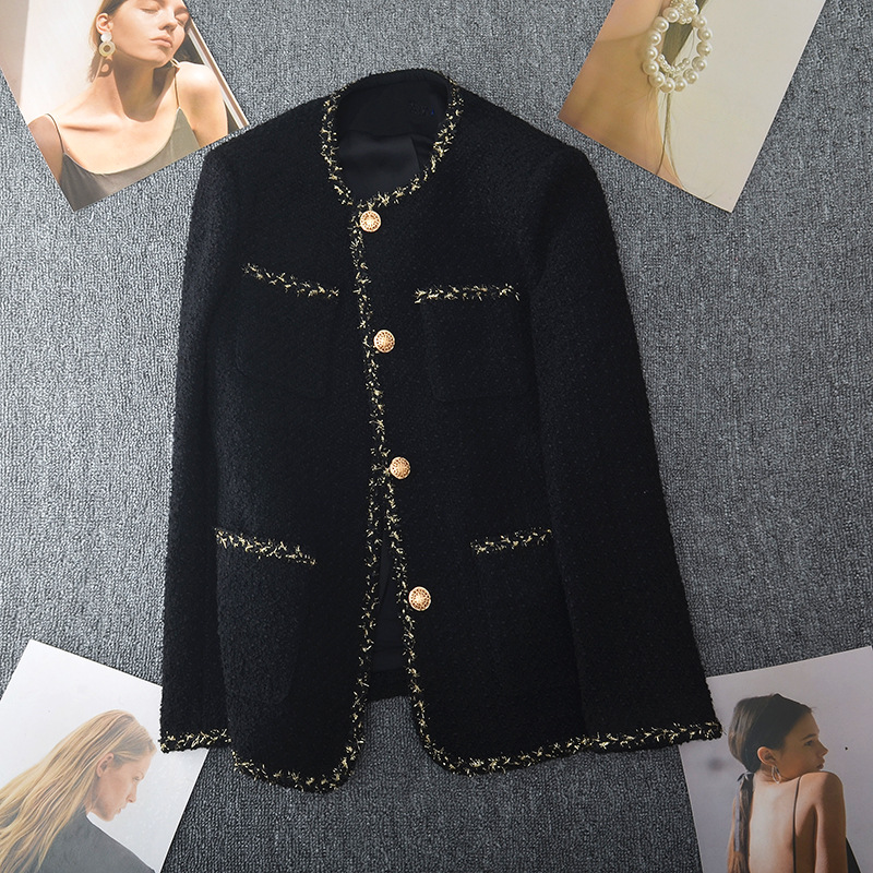 胖mm大码金丝小香风外套女中长款