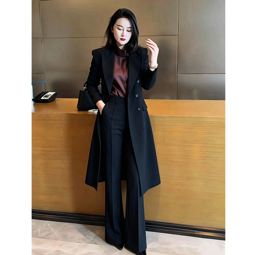 大码女装中长款西装风衣外套