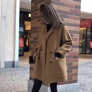 2025新款高级感大码西装式呢子大衣秋冬胖mm赫本风毛呢外套女上衣