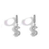 潮流时尚 ICE 男 满钻锆石耳坠耳环 嘻哈HIPHOP街头个性 BLING 美元