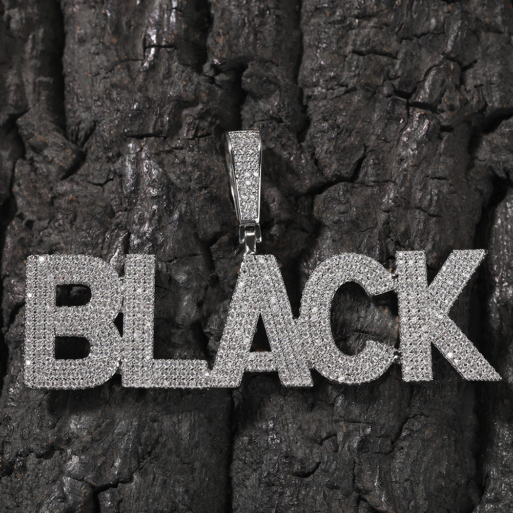 ICE BLING 嘻哈英文字母DIY定制吊坠项链 嘻哈个性拼接时尚街头