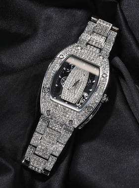 ICE BLING 小众酒桶满钻石英腕表手表嘻哈小众hiphop潮流街头时尚