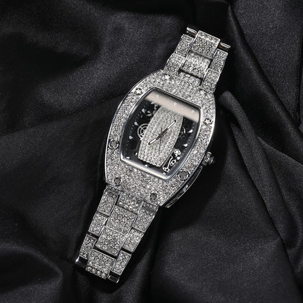 ICE BLING 小众酒桶满钻石英腕表手表嘻哈小众hiphop潮流街头时尚