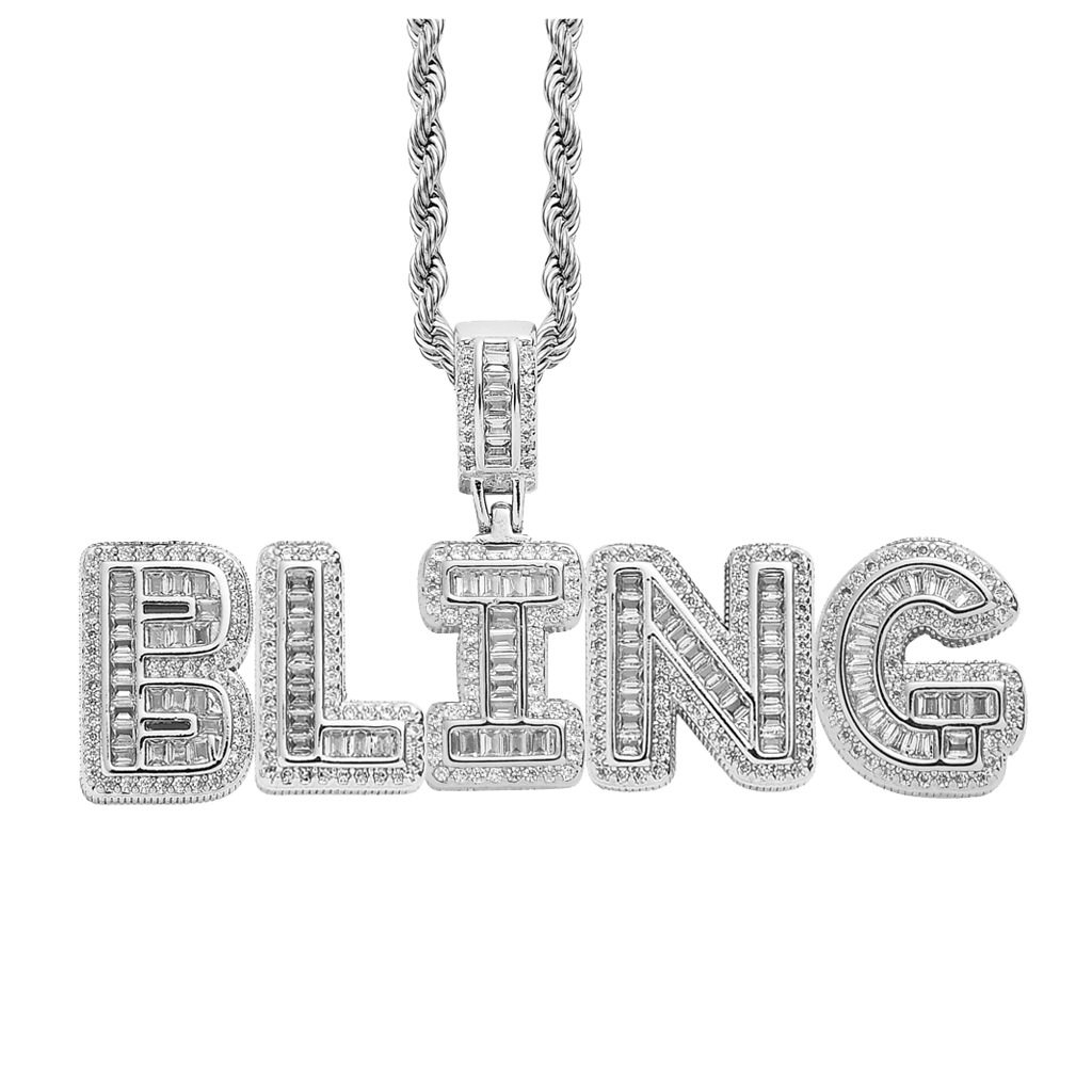 ICE BLING DIY定制冰糖钻英文字母拼接吊坠项链 嘻哈饰品