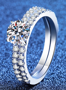 S925纯银双排莫桑钻女士戒指