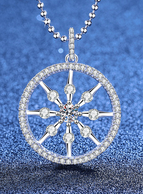 罗盘船舵复古纯银莫桑钻吊坠