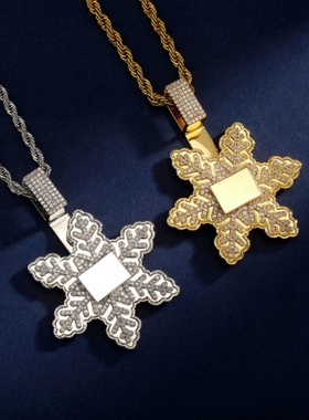 ICE BLING 新款雪花满钻吊坠项链 小众设计感时尚轻奢嘻哈个性潮