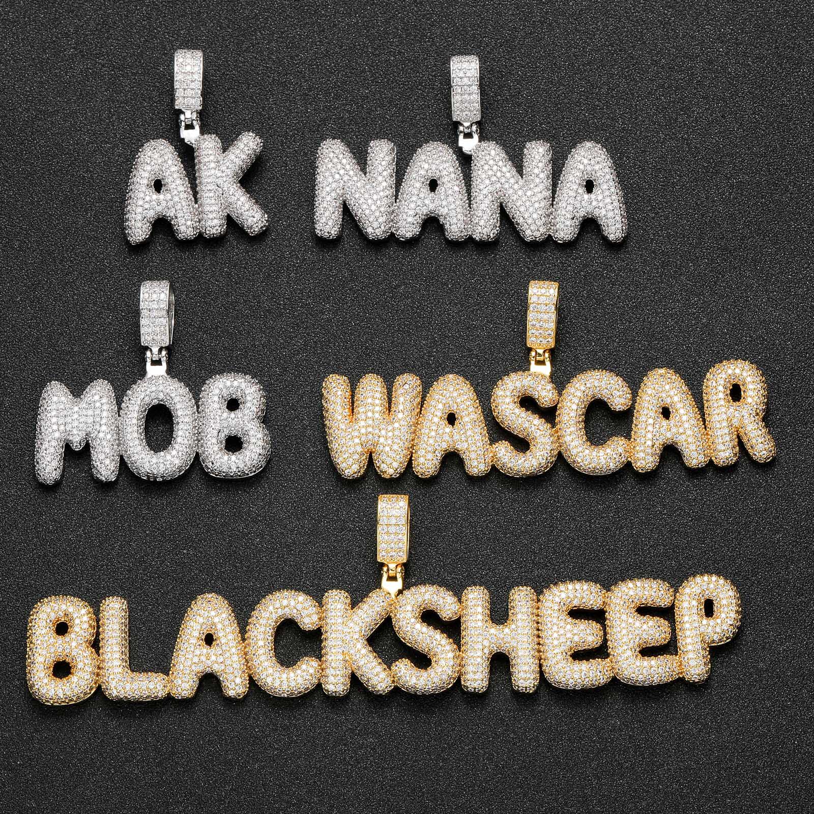 ICE BLING DIY英文字母定制吊坠项链 嘻哈锆石满钻夜店街头简约