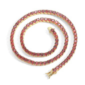 BLING 深红色排钻网球手链项链 个性 ICE 时尚 小众超闪原创嘻哈