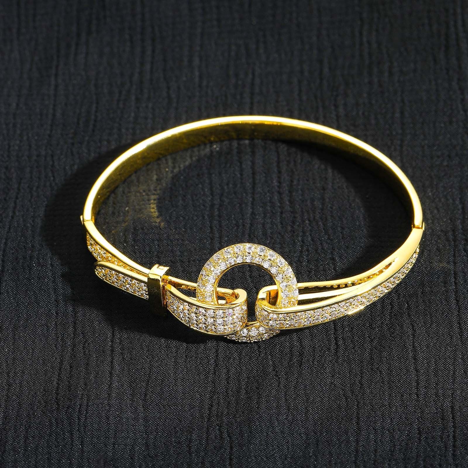 ICE BLING 原创设计锆石满钻皮带扣手镯 嘻哈小众轻奢夜店饰品潮