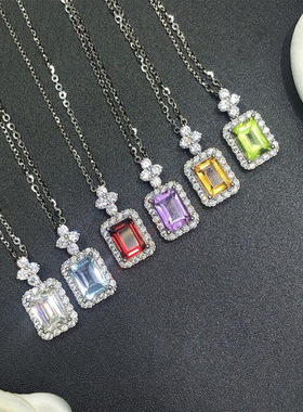 ICE BLING 彩色宝石纯银吊坠项链 女士轻奢彩宝多色可选饰品首饰
