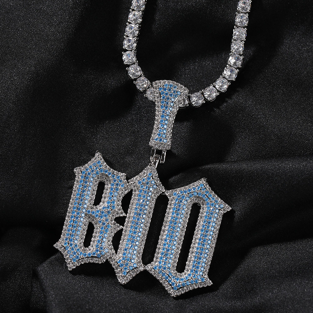 ICE BLING 嘻哈英文字母定制吊坠项链 HIPHOP说唱个性时尚潮流酷
