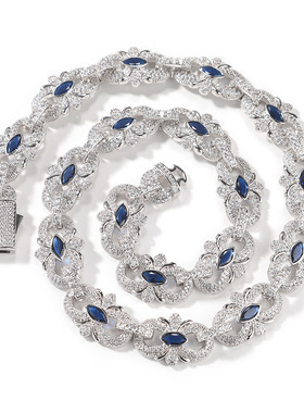 16MM马蹄花彩钻锆石超闪古巴链