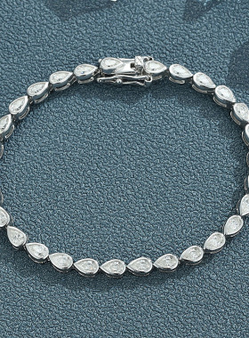 水滴型梨型莫桑钻纯银包镶手链