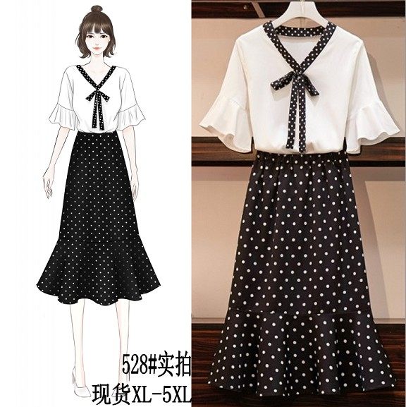 夏季韩版胖妹妹遮肚套装大码女装200斤圆点半身裙两件套|ruв категории Женская одежда, женской одежды - от Buy2taobao.com для оказания профессиональной услуги покупки агента Taobao