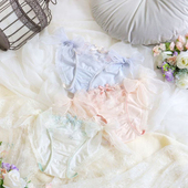 牛奶丝透气甜美三角裤 Risa Magli优丽娜娜刺绣系带内裤 白259