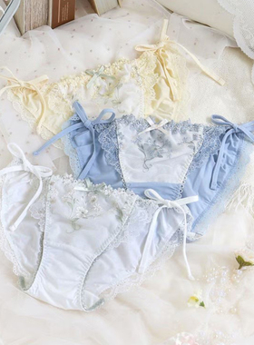 Risa Magli优丽娜娜刺绣系带内裤牛奶丝透气甜美三角裤速干471