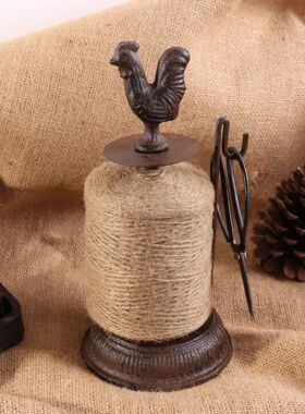 北欧复古怀旧 铸铁绕绳器 装饰摆件 橱窗陈列道具公鸡绕线轴