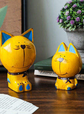 现代简约黄色加菲猫摆件家居饰品酒柜电视柜装饰品创意桌面客厅摆