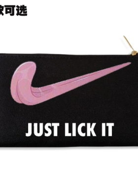 just lick it粉红色长舌头文具盒帆布手拿包零钱手机包收纳袋子