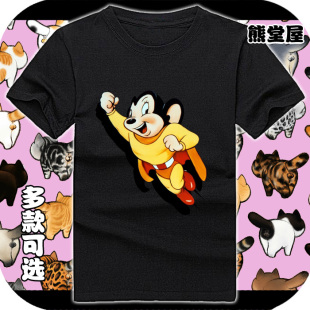 韩版男女情侣全纯棉半短袖t恤衫上衣服太空飞鼠大力鼠怀旧动画