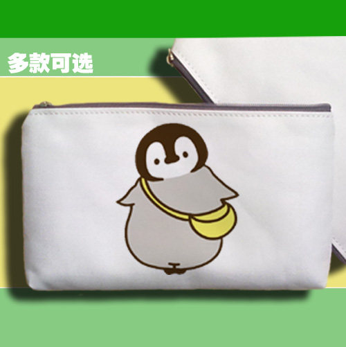 帆布收纳袋手拿笔袋零钱手机包ぺんちゃん日本line表情包灰企鹅