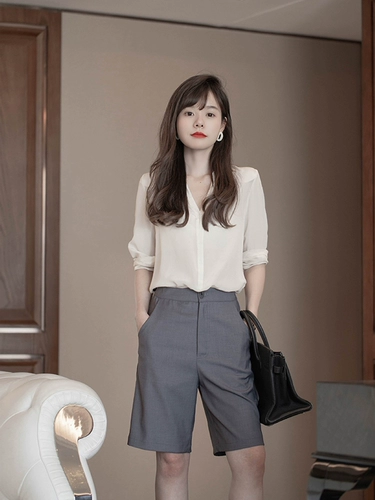 Японский костюм, шорты, штаны, высокая талия, по фигуре, свободный прямой крой