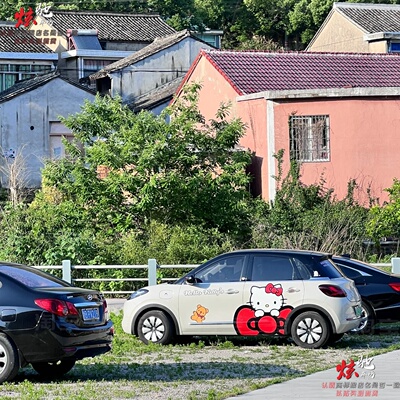 缤果凯蒂猫车贴拉花五菱MINI CooperF56电动 星愿零跑T03KT猫贴纸